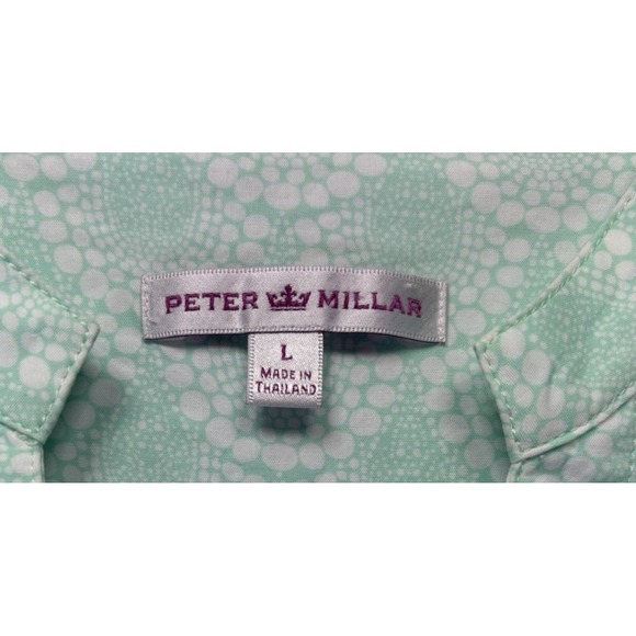 Peter‎ Millar Womens Large Top V-Neck Tunic Button Aqua Green White Coastal - Picture 3 of 7